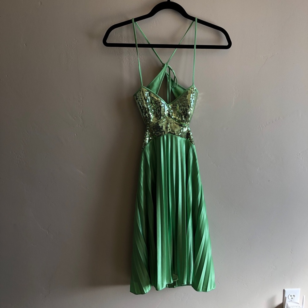 Strapless lime cocktail dress